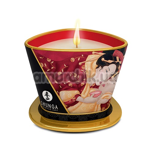 Свічка для масажу Shunga Massage Candle Sparkling Strawberry Wine - полуничне вино, 170 мл