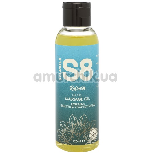 Масажна олія Stimul8 S8 Refresh Erotic Massage Oil - французька зливу і єгипетський хлопок, 125 мл - Фото №1