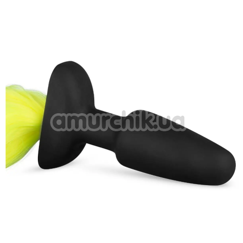 Анальная пробка с желтым хвостиком Easy Toys Silicone Butt Plug, черная