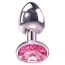 Анальная пробка с розовым кристаллом Adam & Eve Pink Gem Anal Plug Small, серебряная - Фото №2