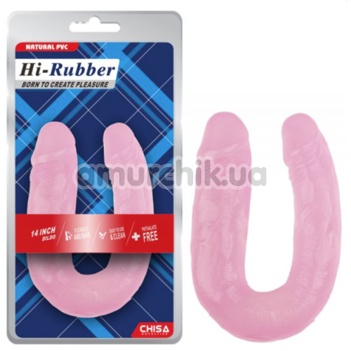 Двухконечный фаллоимитатор Hi-Rubber Born To Create Pleasure 14 Inch, розовый