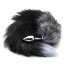Анальная пробка с черно-голубым хвостом Horny Kitten, серебряная - Фото №2