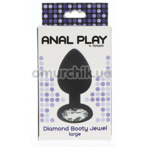 Анальна пробка з прозорим кристалом Anal Play Diamond Booty Jewel Large, чорна