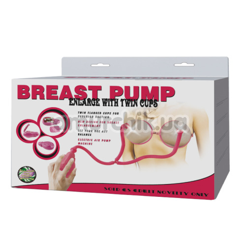 Вакуумна помпа для збільшення грудей Breast Pump Enlarge With Twin Cups 014091-3, рожева
