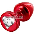 Анальная пробка с прозрачным кристаллом SWAROVSKI Anni R Heart T1, красная - Фото №1