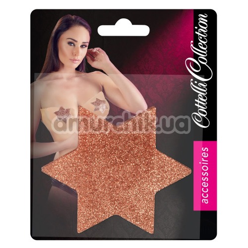 Украшения для сосков Cottelli Collection Titty Sticker Star Big Copper, золотые