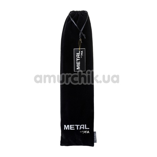 Анальная пробка с черно-серым хвостиком Toyfa Metal 712026 M, серебряная
