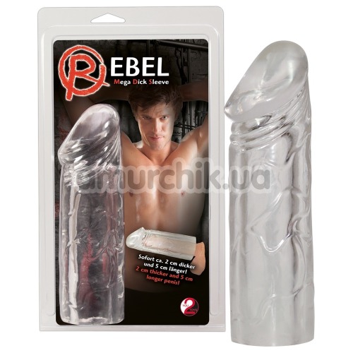 Насадка на пенис Rebel Mega Dick Sleeve, прозрачная