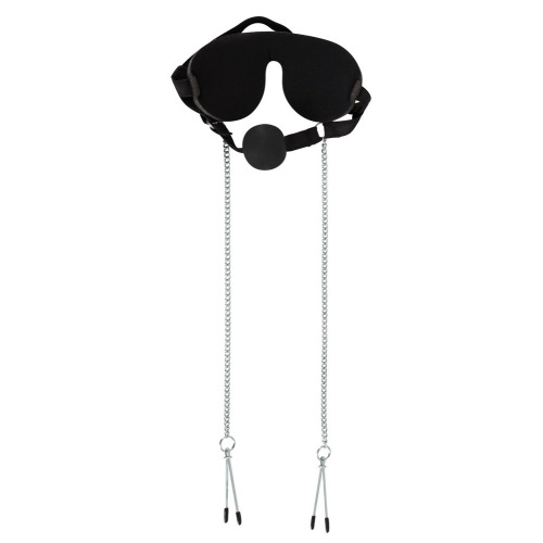Бондажный набор Bad Kitty Naughty Toys Mask with Ball Gag and Nipple Clamps