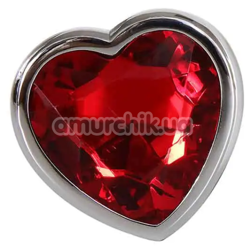 Анальна пробка з червоним кристалом Adam & Eve Red Heart Gem Anal Plug Small, срібна