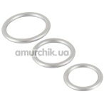 Набор из 3 эрекционных колец Metallic Silicone Cock Ring Set, серебряный - Фото №1