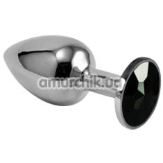 Анальна пробка з чорним кристалом Rosebud Classic Metal Plug S, срібна - Фото №1