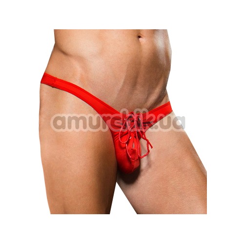 Трусы-стринги мужские Microfiber Lace-Up Low-Rise Thong, красные