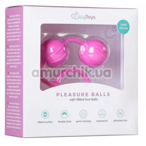 Вагінальні кульки Easy Toys Pleasure Balls Soft Ribbed Love Balls, рожеві