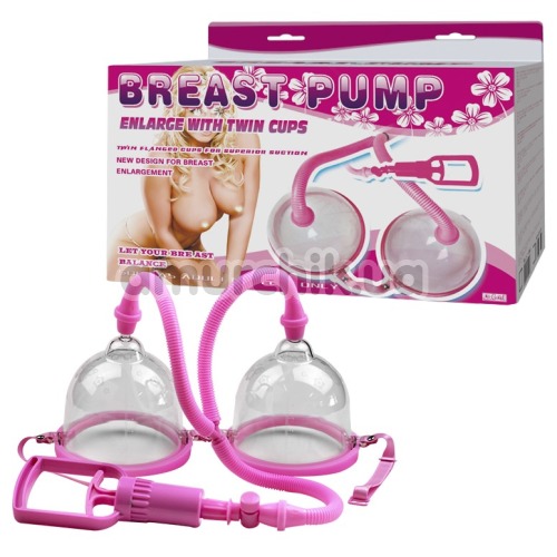 Вакуумная помпа для увеличения груди Breast Pump 014091-5, розовая