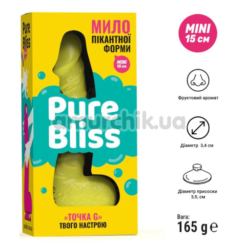 Мыло в виде пениса с присоской Pure Bliss Mini, желтое