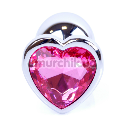Анальная пробка с розовым кристаллом Exclusivity Jewellery Silver Heart Plug, серебряная