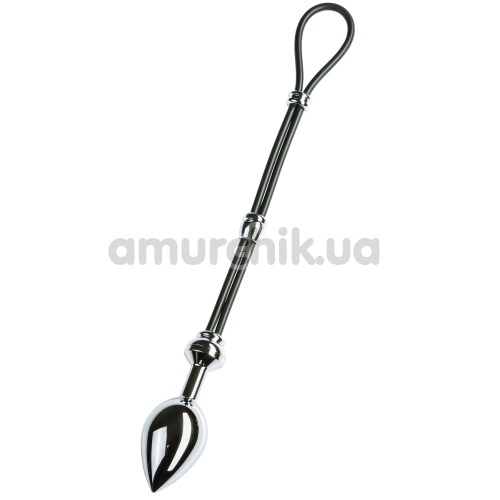 Эрекционное кольцо с анальной пробкой Malesation Cock-Grip mit Alu-Plug gross, серебряное - Фото №1