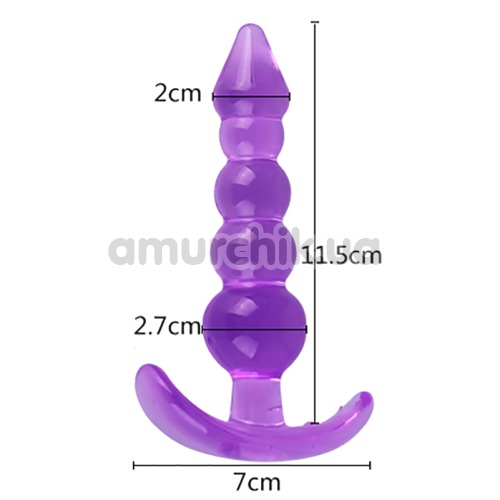Анальная пробка Clear Jelly Butt Plug, фиолетовая