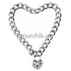 Нашийник DS Fetish Metal Collar With Heart, срібний - Фото №1