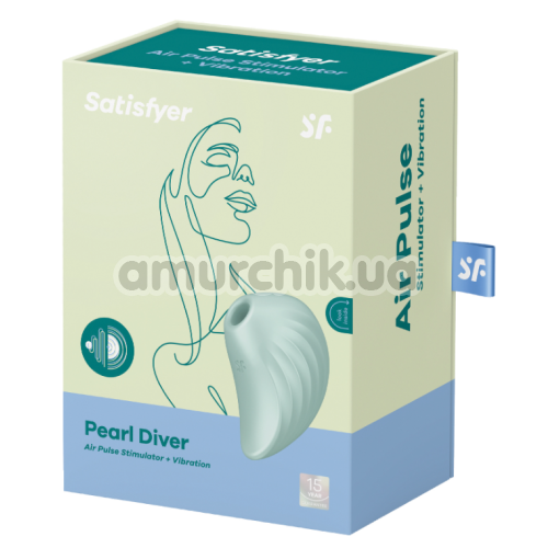 Симулятор орального секса для женщин с вибрацией Satisfyer Pearl Diver, бирюзовый