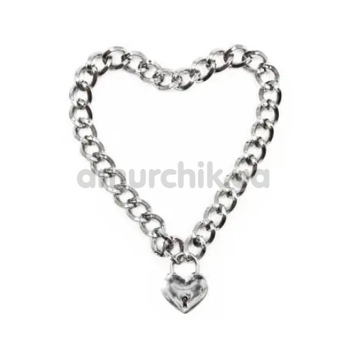 Ошейник DS Fetish Metal Collar With Heart, серебряный - Фото №1