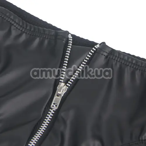Трусики Star Night Wetlook Zipper Panties, чорні
