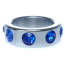 Эрекционное кольцо с синими кристаллами Boss Series Metal Ring Diamonds Small, серебряное - Фото №3