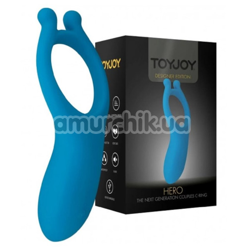 Віброкільце для члена Toy Joy Designer Edition Hero Couples C-Ring, блакитне