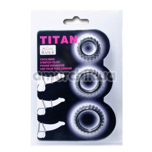 Набор из 3 эрекционных колец Titan Cock Ring ребристый, черный