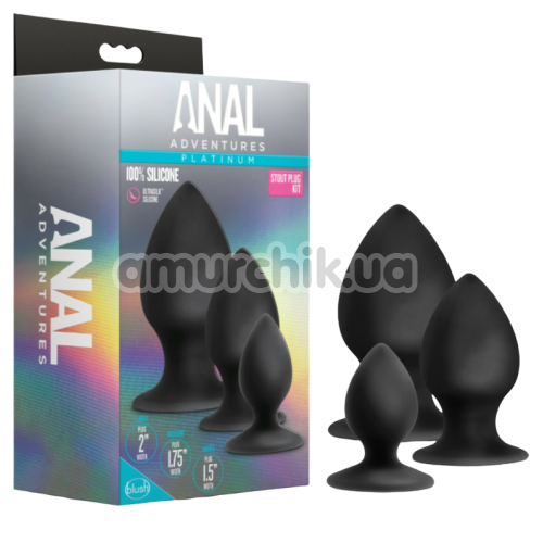 Набор анальных пробок Anal Adventures Platinum Stout Plug Kit, черный