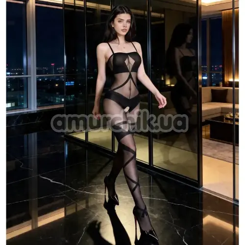 Комбінезон Star Night Geometric Bodystocking, чорний