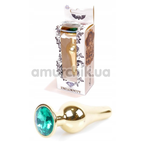 Анальна пробка з зеленим кристалом Boss Series Exclusivity Jewellery Gold Plug, срібна