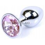 Анальная пробка со светло-розовым кристаллом Exclusivity Jewellery Silver Plug, серебряная - Фото №1