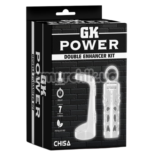 Набір з 2 насадок на пеніс GK Power Double Enhancer Kit, прозорий