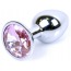 Анальная пробка со светло-розовым кристаллом Exclusivity Jewellery Silver Plug, серебряная - Фото №1