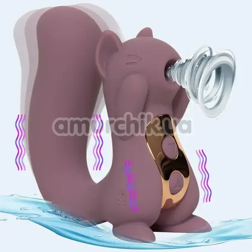 Симулятор орального сексу для жінок з вібрацією Sweet Em Velvet Lure Sneaky Squirrel, фіолетовий