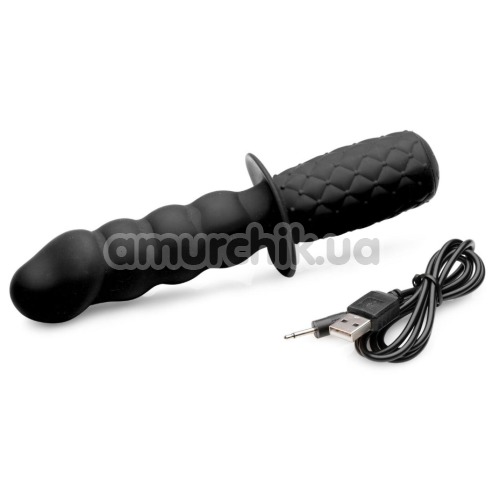 Анальная пробка с вибрацией Ass Thumpers The Plug 10x Silicone Vibrating Thruster рельефная, черная