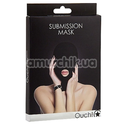 Маска Ouch! Submission Mask с открытым ртом, черная