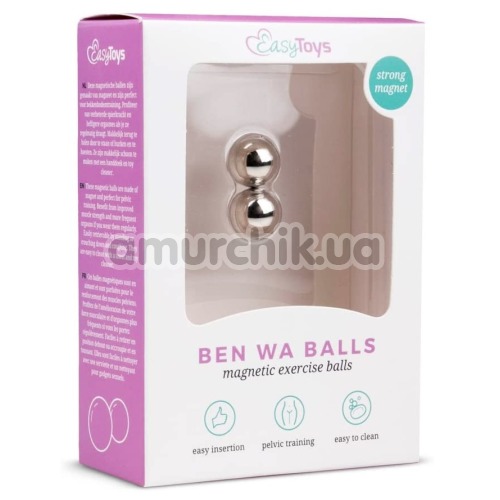 Вагинальные шарики Easy Toys Ben Wa Magnetic Exercise Balls 12 mm, серебряные 
