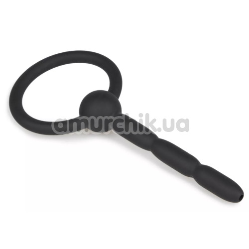 Уретральная вставка Ribbed Hollow Silicone Penis Plug, чёрная