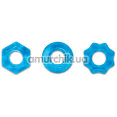 Набор из 3 эрекционных колец Renegade Chubbies Super Stretchable Rings, голубой - Фото №1