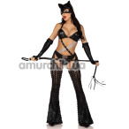 Костюм кошечки-госпожи Leg Avenue Mistress Kitty черный: боди со штанами + перчатки + маска - Фото №1