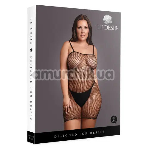 Платье Le Desir Short Dress Fishnet and Spaghetti Straps, черное