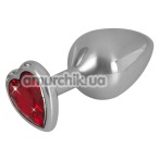 Анальная пробка с красным кристаллом Diamond Anal Plug Medium, серебряная - Фото №1
