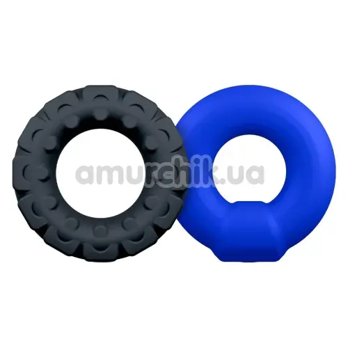 Набор из 2 эрекционных колец Performance Plus Engage 2-Ring Set, черно-синий - Фото №1