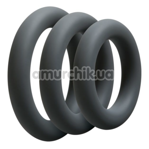 Набор эрекционных колец OptiMALE 3 C-Ring Set Thick, черный - Фото №1