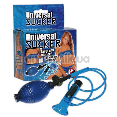 Вакуумная помпа для клитора с вибрацией Universal Sucker, синяя