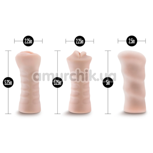 Набор из 3 мастурбаторов с вибрацией M for Men 3 Pack Vibrating Stroker Sleeve Kit, телесный