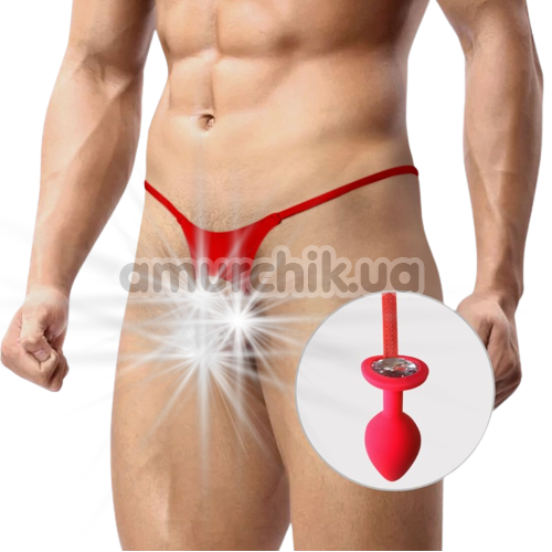 Трусы мужские с анальной пробкой Art of Sex Joni Sexy Panties With Silicone Plug S, красные - Фото №1